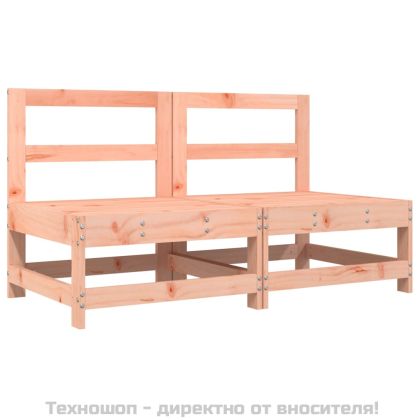 Средни дивани с възглавници, 2 бр, дугласко дърво масив