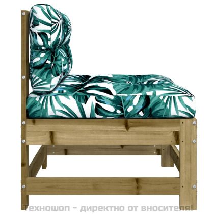 Средни дивани с възглавници 2 бр сиви импрегнирано борово дърво