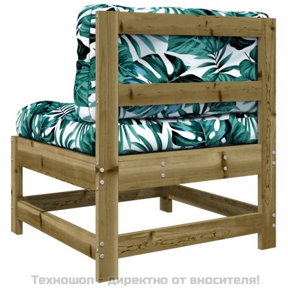 Средни дивани с възглавници 2 бр сиви импрегнирано борово дърво