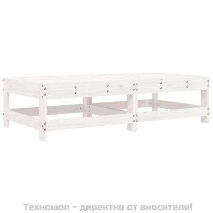 Градински табуретки с възглавници 2 бр бели борово дърво масив