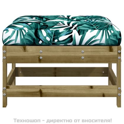 Градински табуретки с възглавници, 2 бр, импрегниран бор