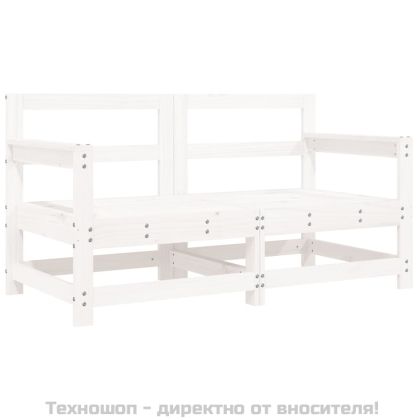 Градински столове с възглавници, 2 бр, бели, бор масив
