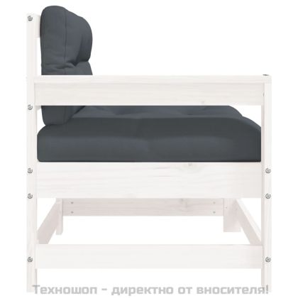 Градински столове с възглавници, 2 бр, бели, бор масив