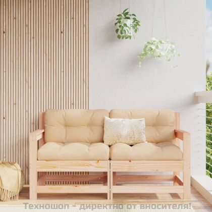 Градински столове с възглавници, 2 бр, бор масив