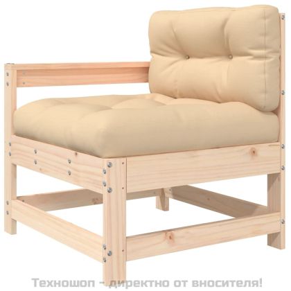 Градински столове с възглавници, 2 бр, бор масив