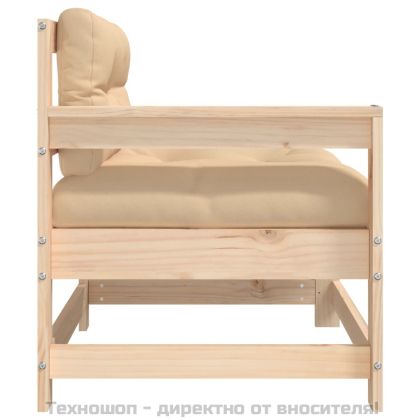 Градински столове с възглавници, 2 бр, бор масив