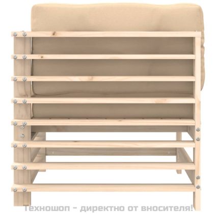 Ъглов диван с възглавници, борово дърво масив