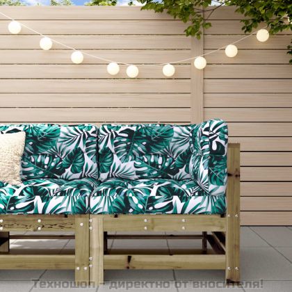 Ъглов диван с възглавници, импрегнирано борово дърво