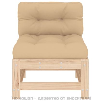 Среден диван с възглавници, борово дърво масив