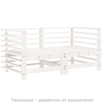 Ъглови дивани с възглавници, 2 бр, бели, борово дърво масив