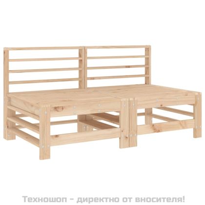 Средни дивани с възглавници, 2 бр, борово дърво масив