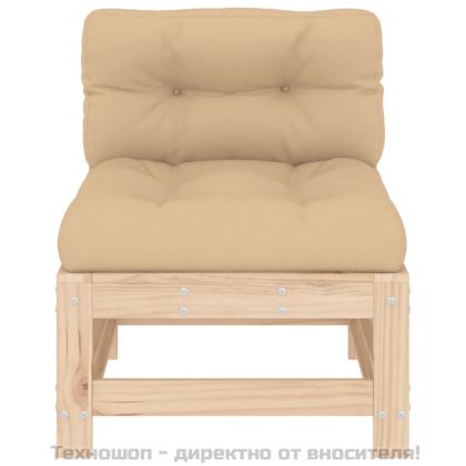 Средни дивани с възглавници, 2 бр, борово дърво масив