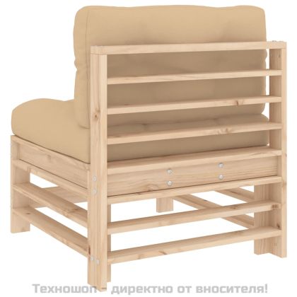 Средни дивани с възглавници, 2 бр, борово дърво масив