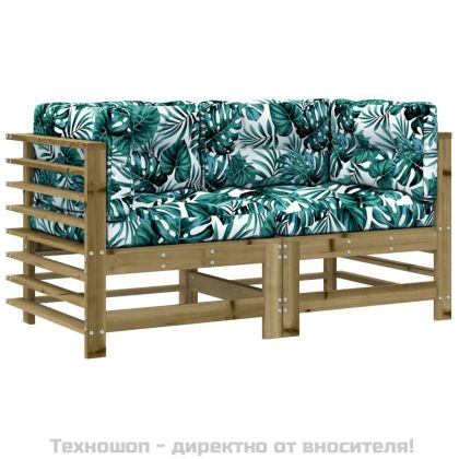 Ъглови дивани с възглавници 2 бр сиви импрегнирано борово дърво