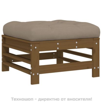 Градински табуретки с възглавници 2 бр меденокафяви бор масив