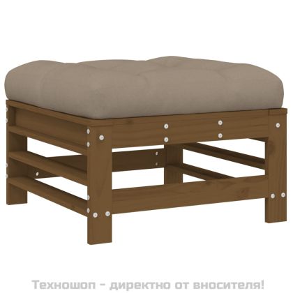 Градински табуретки с възглавници 2 бр меденокафяви бор масив