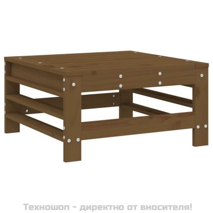 Градински табуретки с възглавници 2 бр меденокафяви бор масив