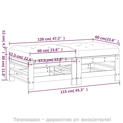 Градински табуретки с възглавници 2 бр меденокафяви бор масив
