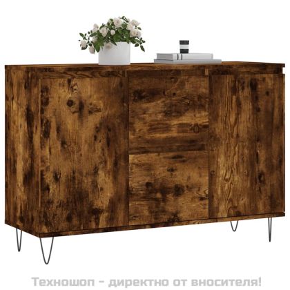 Сайдборд, опушен дъб, 101,5x35x70 см, инженерно дърво