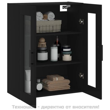 Стенен шкаф черен 69,5x34x90 см