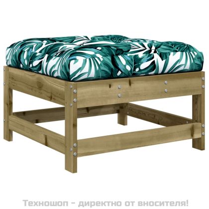 Градинска табуретка с възглавница, импрегнирано борово дърво