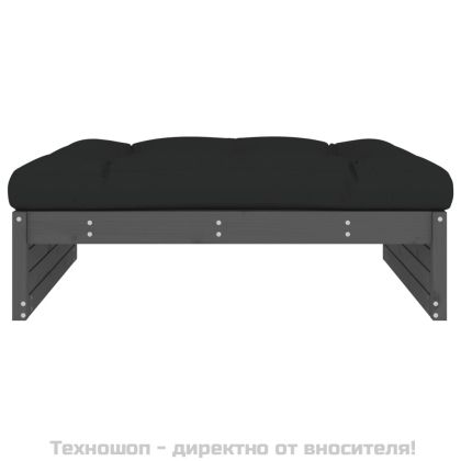 Градинска табуретка, сива, 120x80 см, борова дървесина масив