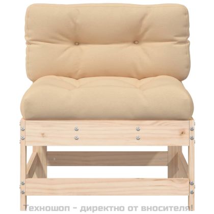 Средни дивани с възглавници, 2 бр, борово дърво масив
