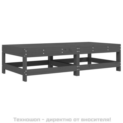Градински табуретки с възглавници 2 бр сиви борово дърво масив