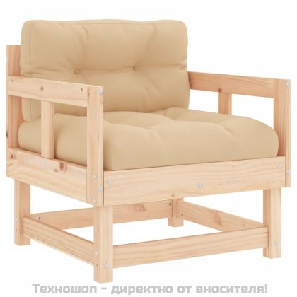 Градински столове с възглавници, 2 бр, бор масив