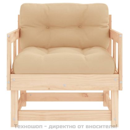 Градински столове с възглавници, 2 бр, бор масив