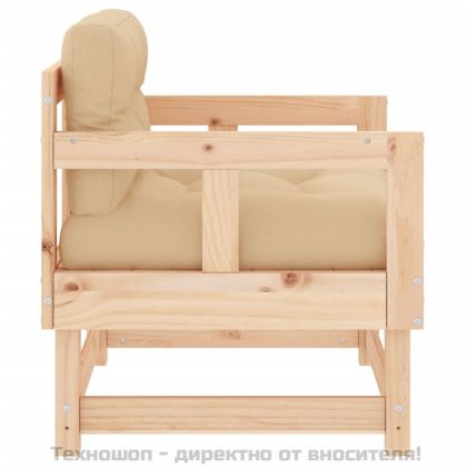 Градински столове с възглавници, 2 бр, бор масив