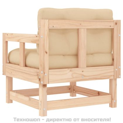 Градински столове с възглавници, 2 бр, бор масив