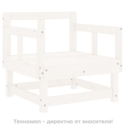 Градински столове с възглавници, 2 бр, бели, бор масив