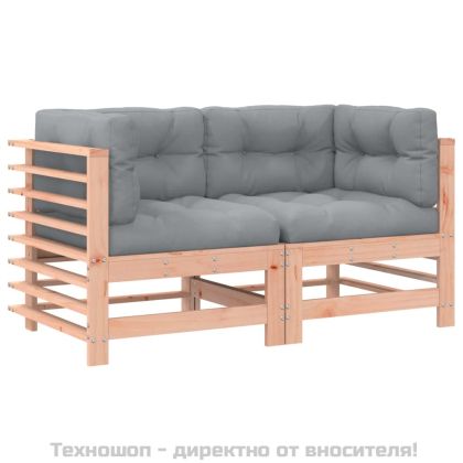 Ъглови дивани с възглавници, 2 бр, дугласко дърво масив