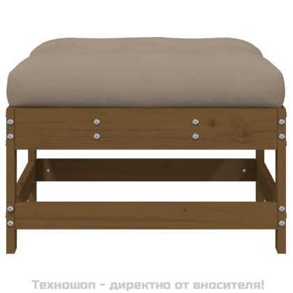 Градински табуретки с възглавници 2 бр меденокафяви бор масив