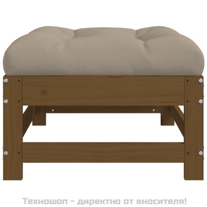 Градински табуретки с възглавници 2 бр меденокафяви бор масив