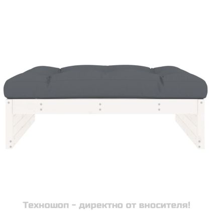 Градинска табуретка, бяла, 120x80 см, борова дървесина масив
