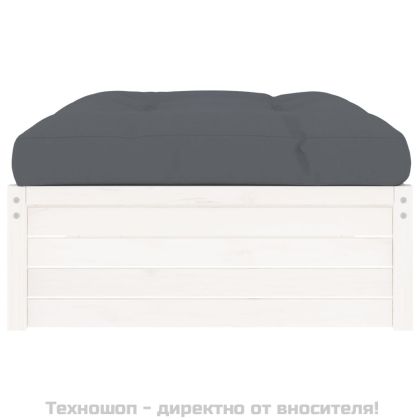 Градинска табуретка, бяла, 120x80 см, борова дървесина масив