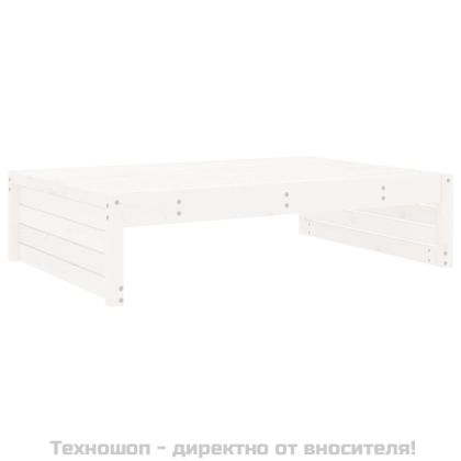 Градинска табуретка, бяла, 120x80 см, борова дървесина масив