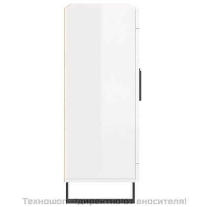 Сайдборд, бял гланц, 69,5x34x90 см, инженерно дърво