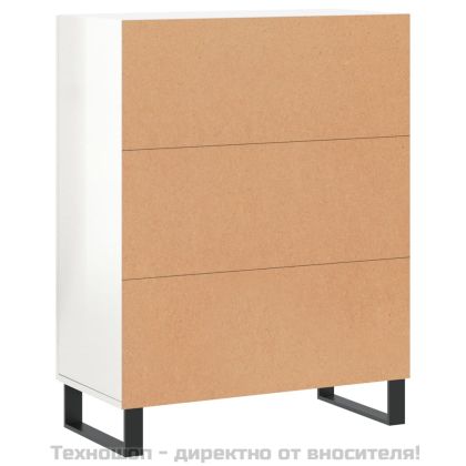 Сайдборд, бял гланц, 69,5x34x90 см, инженерно дърво