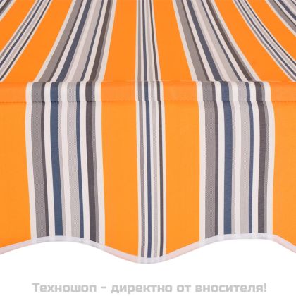 Ръчно прибиращ се сенник, 100 см, жълто-сини ивици