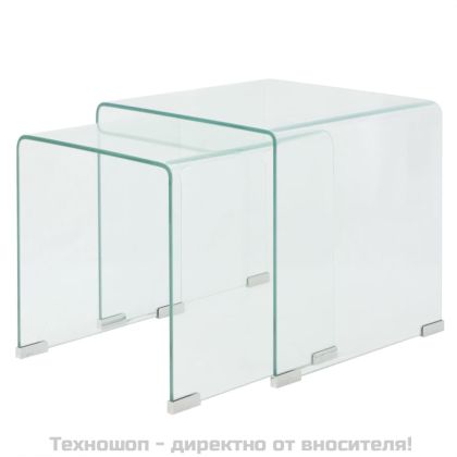 Комплект две помощни масички, темперирано прозрачно стъкло