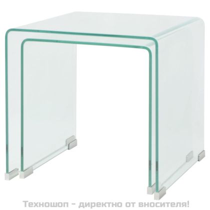 Комплект две помощни масички, темперирано прозрачно стъкло