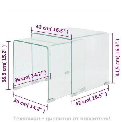 Комплект две помощни масички, темперирано прозрачно стъкло