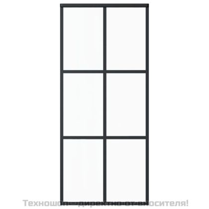 Плъзгаща се врата с механизъм, ESG стъкло и алуминий, 90x205 см