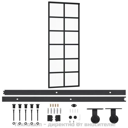 Плъзгаща се врата с механизъм, ESG стъкло и алуминий, 76x205 см