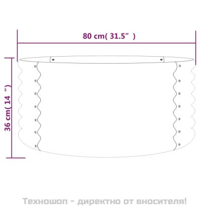 Градински плантер поцинкована стомана 80x80x36 см зелен