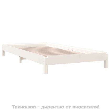 Стифиращо легло, бяло, борово дърво масив, 90x190 см