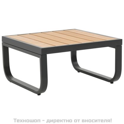 Градински ъглов комплект с възглавници, 2 части, алуминий, WPC